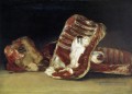 Nature morte de côtelettes de moutons et chef The Butcher conter Francisco de Goya